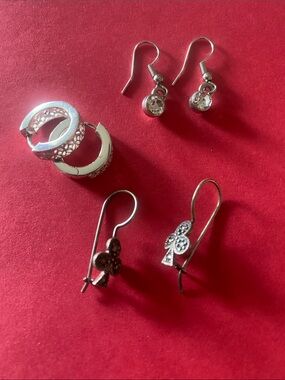 3 pair Silver-Tone Mixed Earrings Set